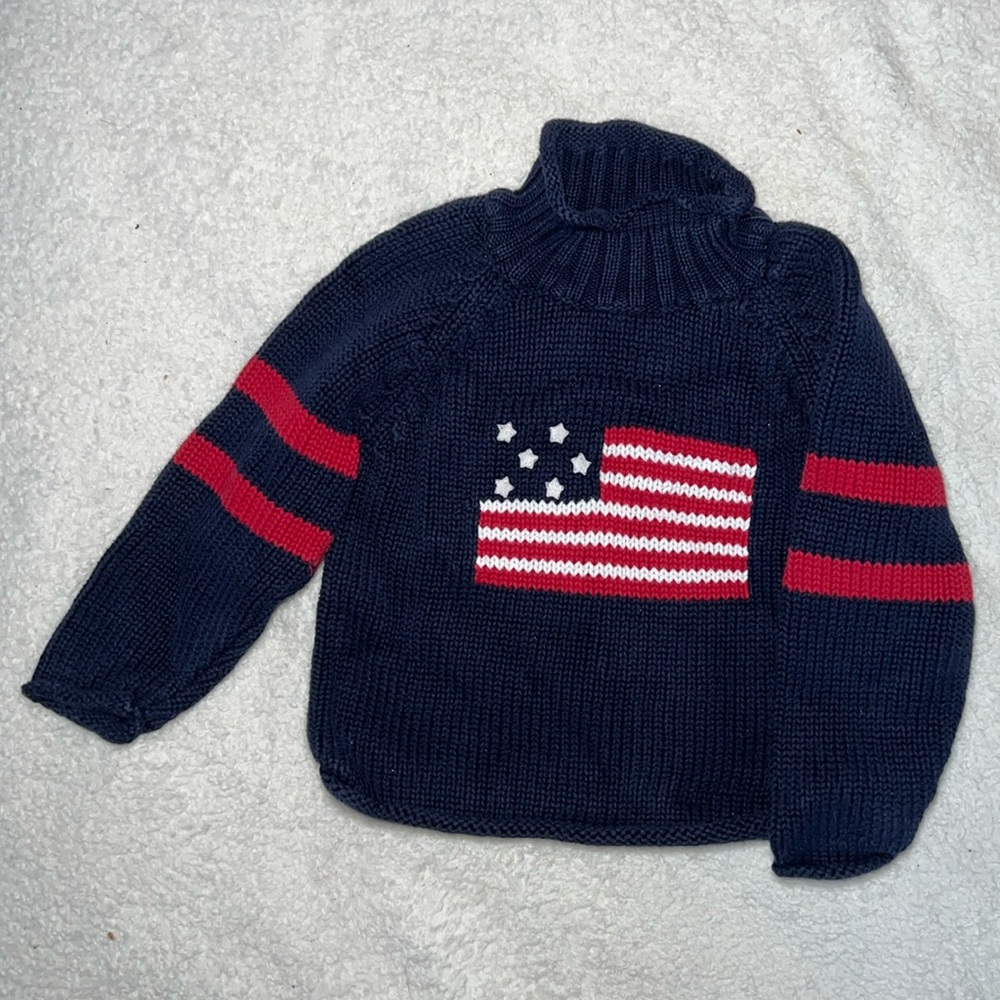 Boys Girls Hartstrings USA American Flag Sweater Navy Red White Blue. Size 2T 🇺🇸